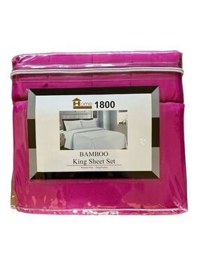 NEW Home American 1800 Series 6 Piece Bamboo King Sheet Set - Fuchsia Pink